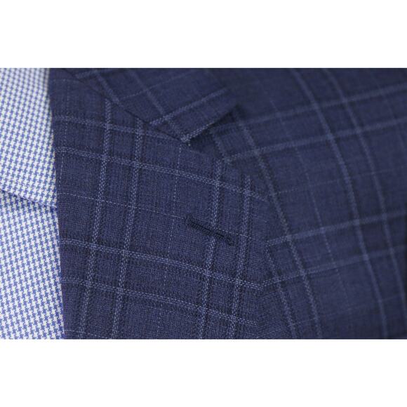 Custom Tailored Recent Men's Blazer Blue Checkered 2-Btn Sportcoat 44R - Picture 5 of 9